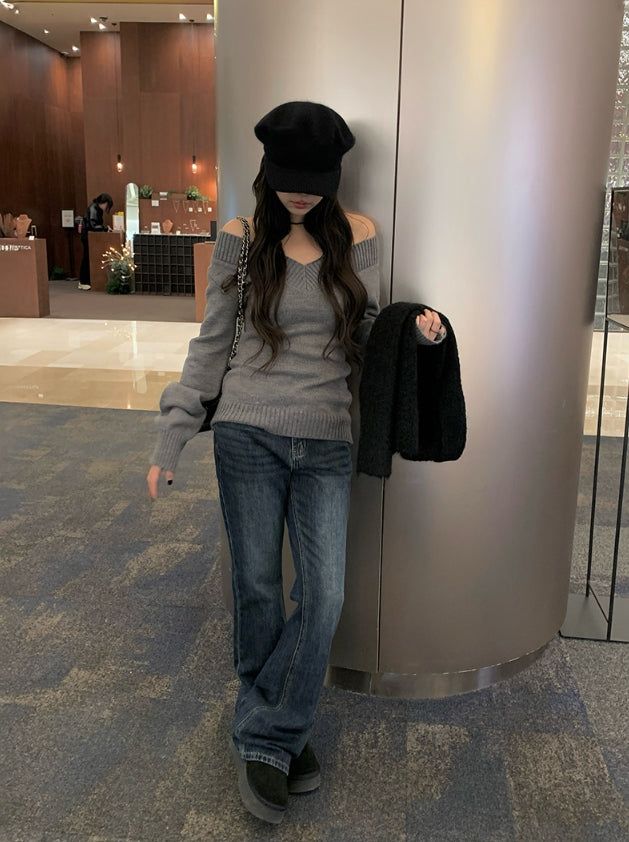 Pinon Bootcut Washing Denim Long Pants