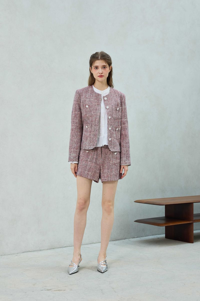 CHERISH TWEED SHORTS PANTS / RED