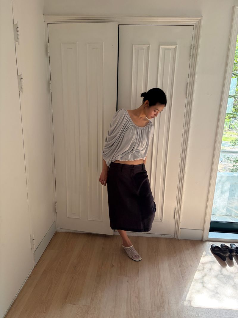 gathered drape top