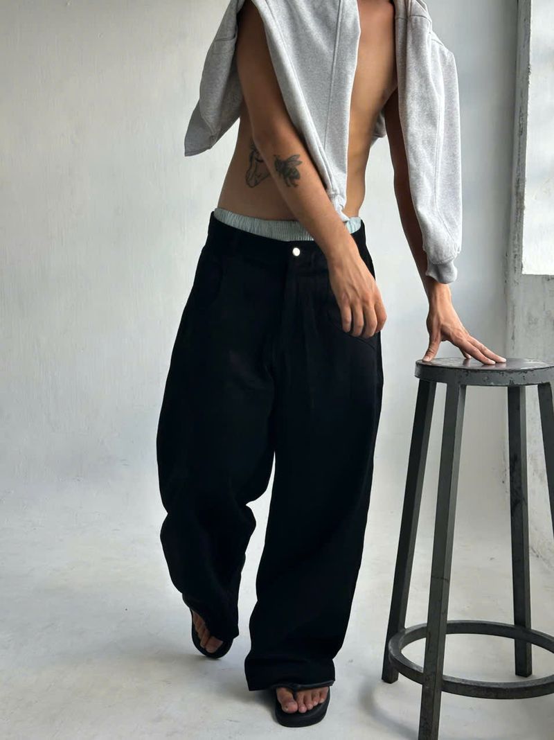 RIPOFFF Khaki Wideleg Pants