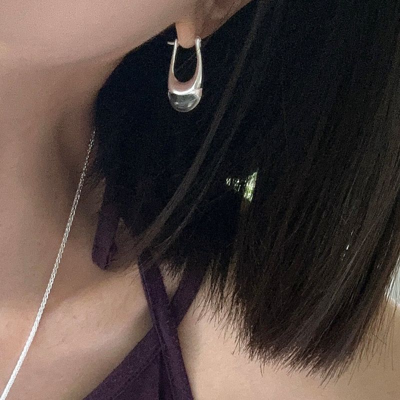 [925silver] Curved stone earring (2color)