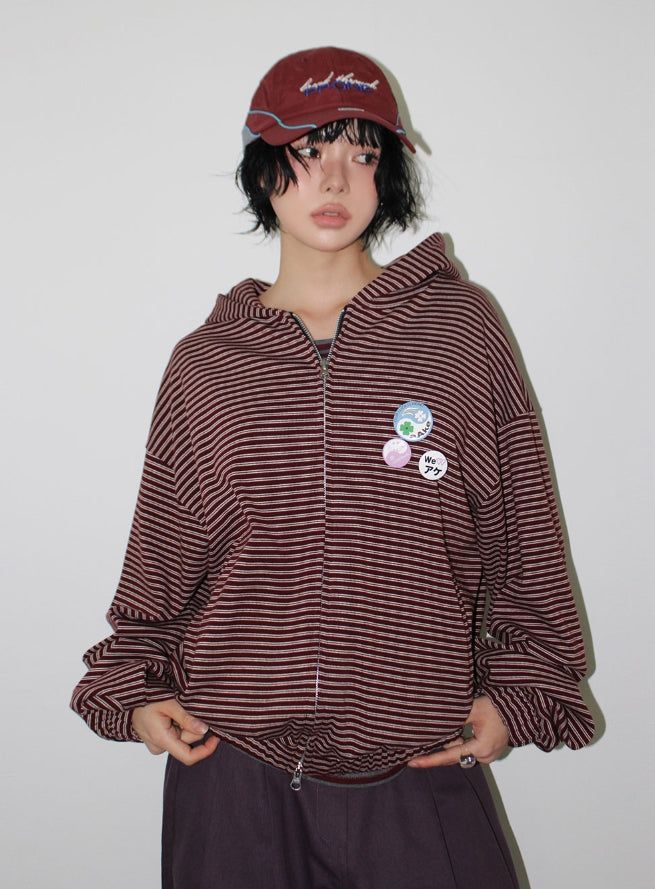 AAKE(アケ)の「NERD STRIPE HOOD ZIP-UP(Tops)」