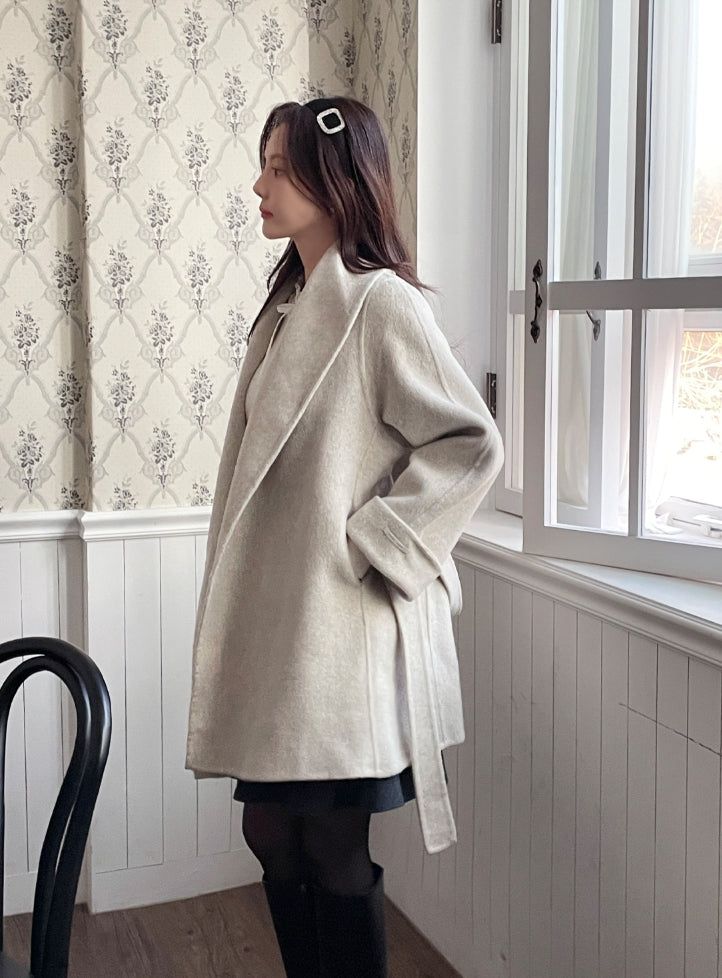 Scott Shawl Collar Wool Handmade Half Coat