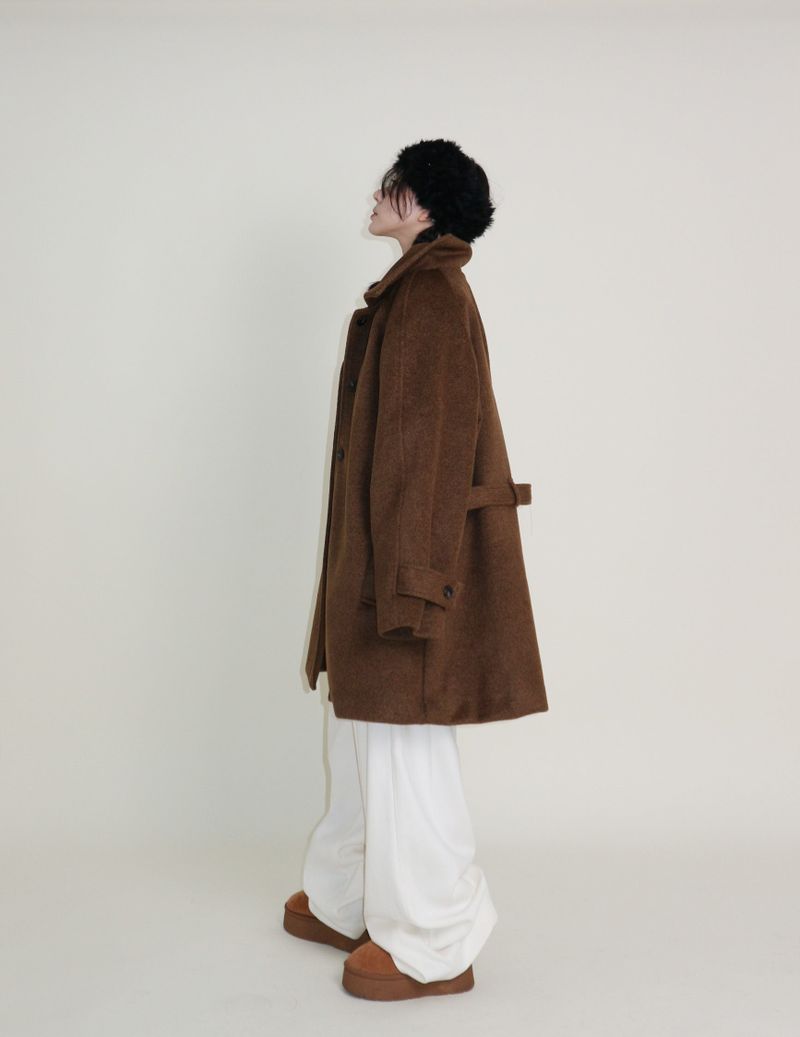 Belted Balmacan Single Alpaca Half Coat (Wool Coat/Winter Coat)