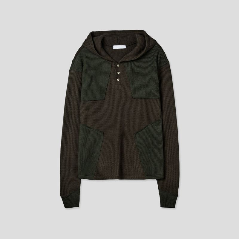 Big Star Warmer Henley Neck Hooded Knit 4C