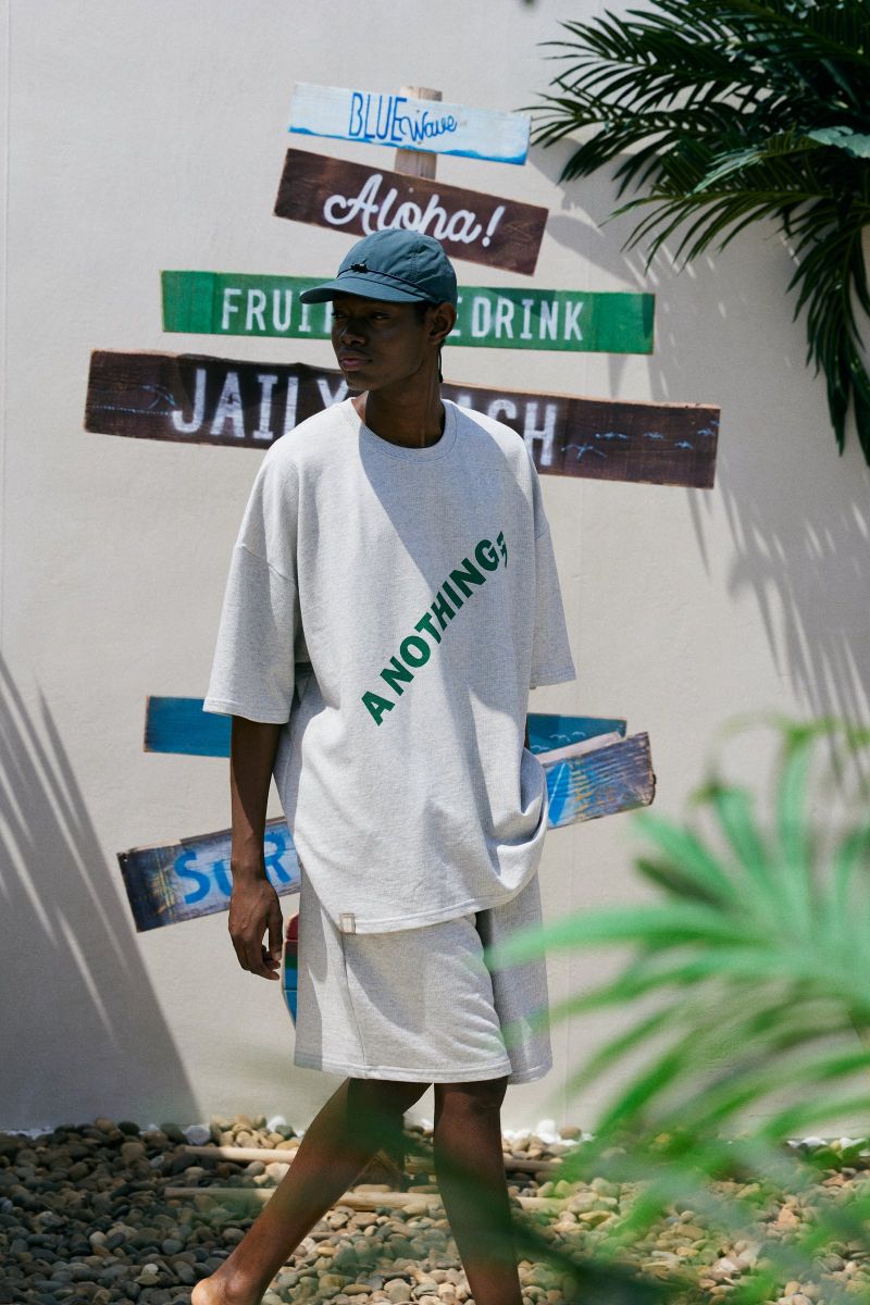 DIAGONAL PIN-KNIT 1/2 BOX TEE (Gray)