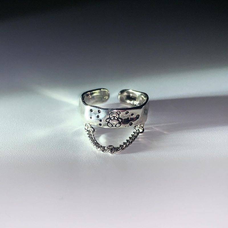 Silver Bear chain ring