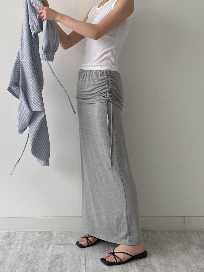 INCHANT ME(インチャントミー)の「Shirred Layered Long Skirt(Skirts)」