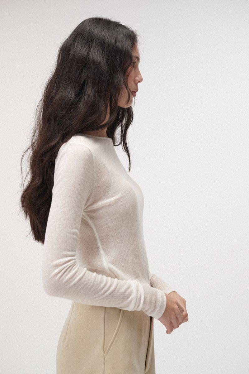 Wool boat neck T (Ivory)