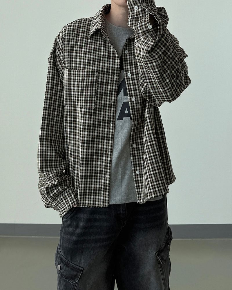 N Semi Crop Check Shirt