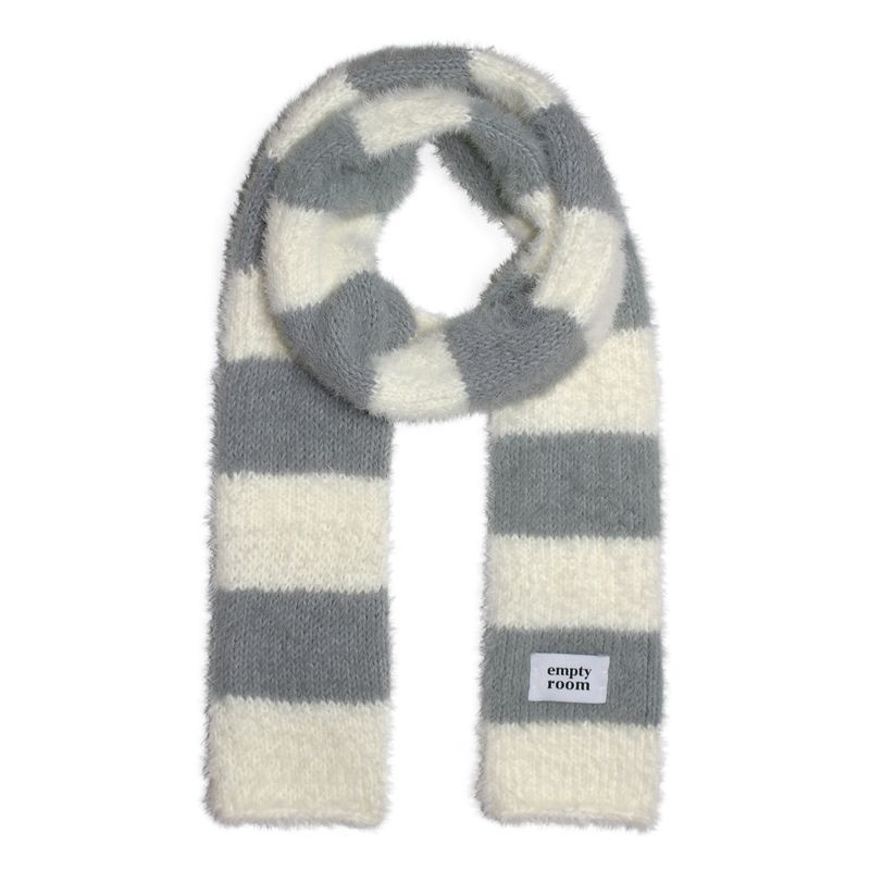sleeve fluffy stripe muffler (gray)