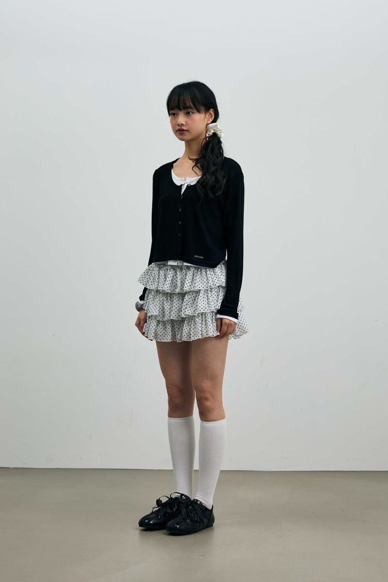 LYLA LAYERED CARDIGAN / BLACK-WHITE