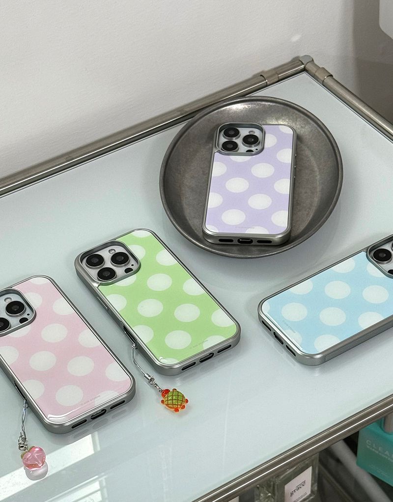 [MADE] silver big dot epoxy bumper case - cloud