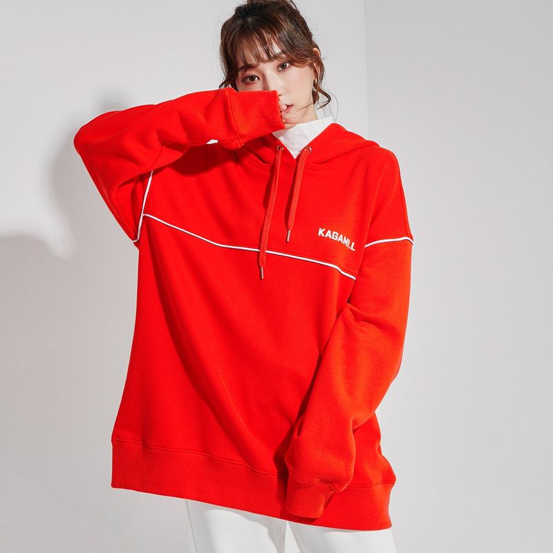 Oversize Front Line Hoodie Red