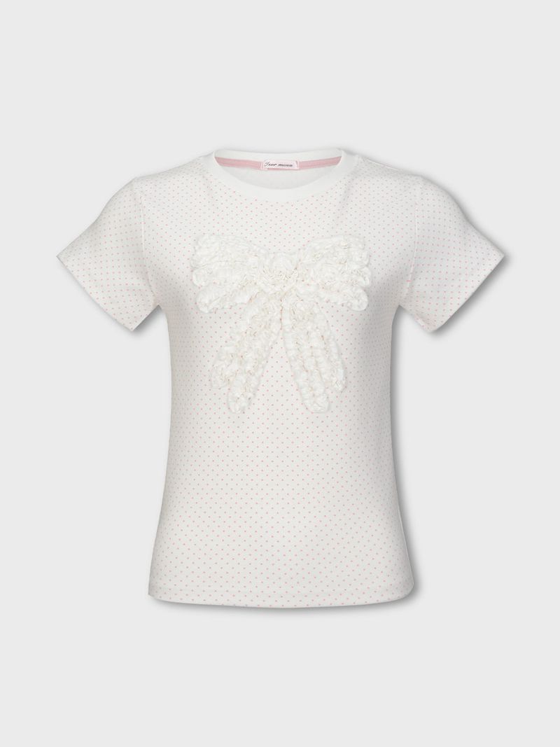 Dot Frill Ribbon T-Shirt (IVORY)