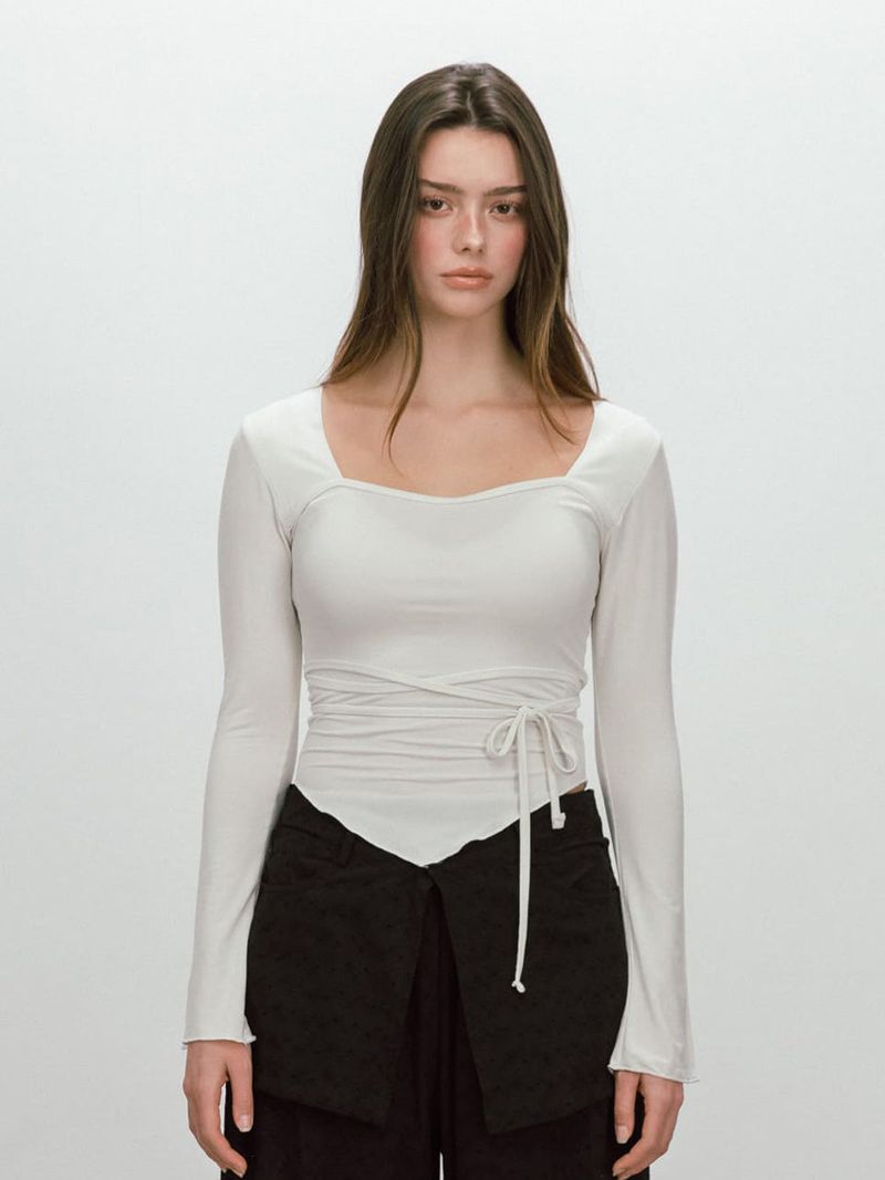 MOIFAIRE（モイフェア）の「NEUTRAL STRAP T-SHIRT / IVORY（Tops）」