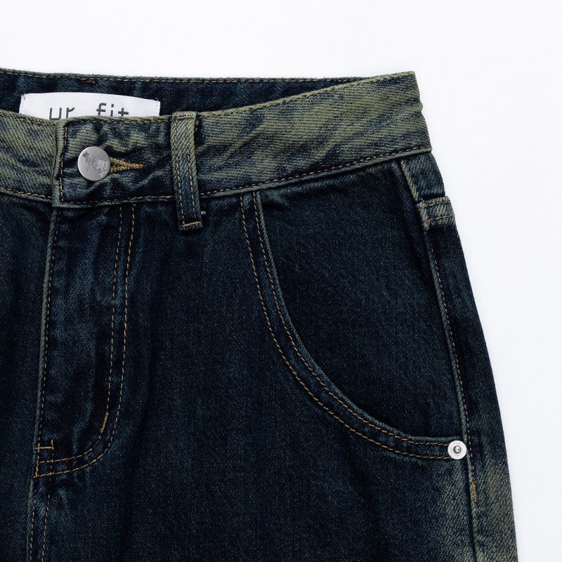 GREENERY COLOR SPRAY DYED WIDE DENIM PANTS code 21017