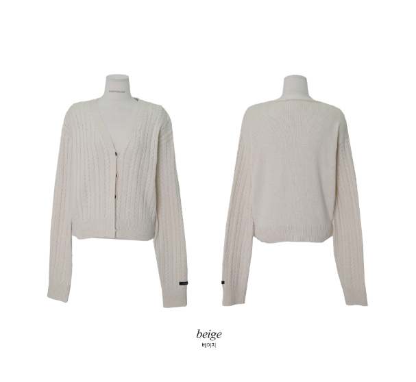Hidden Button Cable Wool Knit Cardigan (5color)