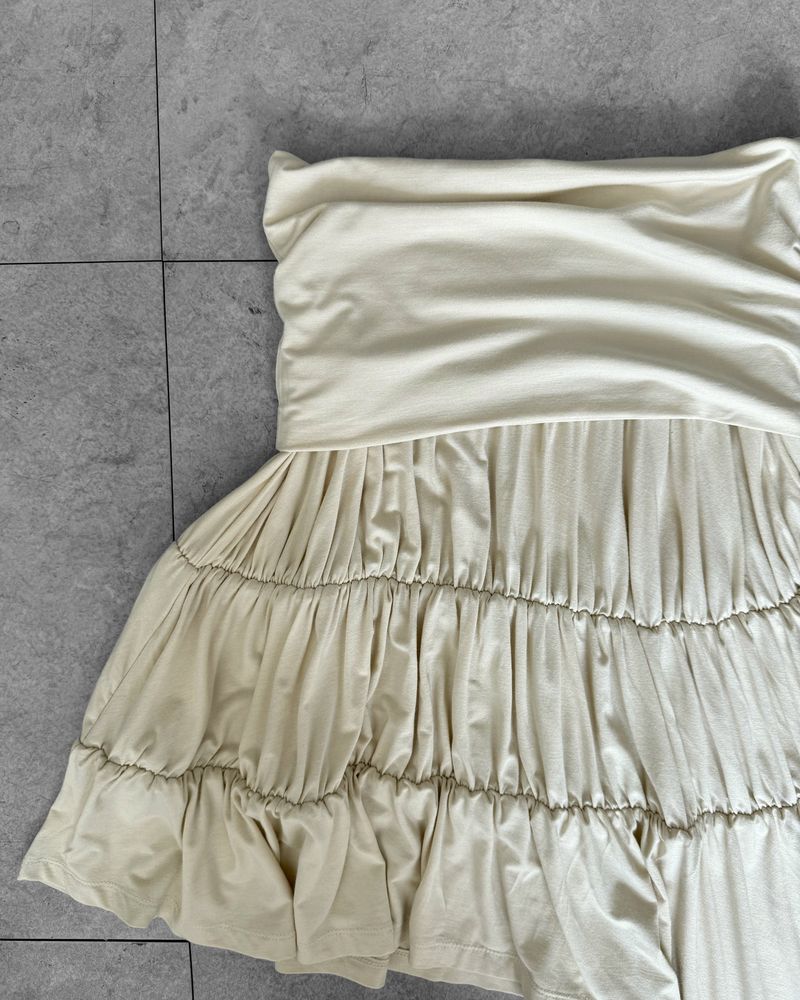 KHAN DRAPE SHIRRING UNBALANCED SKIRT
