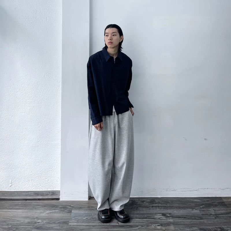 ダーク グリッド リラックス シャツ