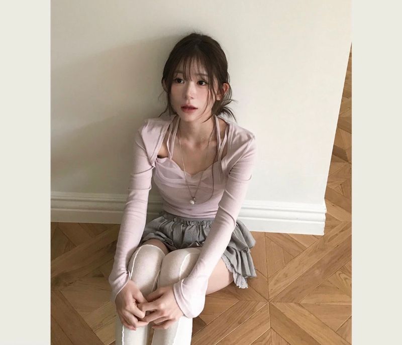 [ballet mood💗] punit tulle halter layer top