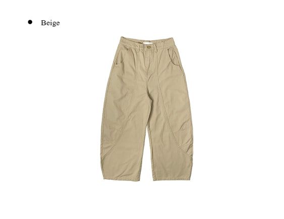 Soven Curved Balloon Cotton Wide Pants