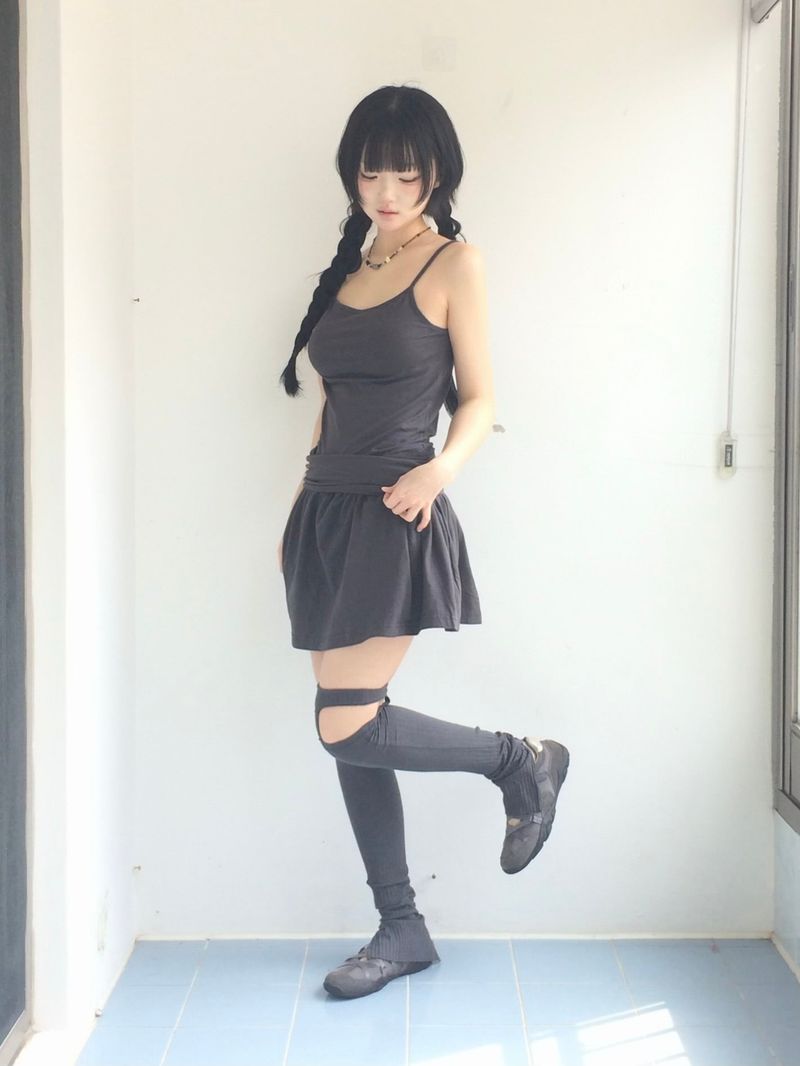 Shirring Flared Dress