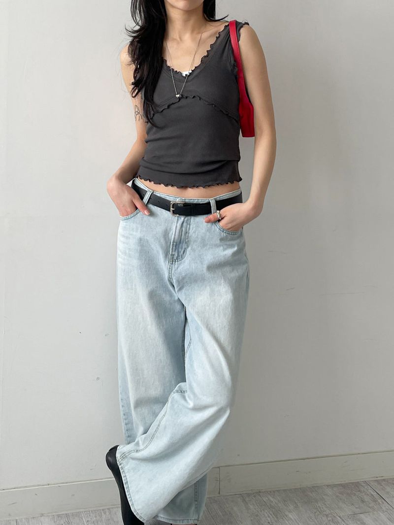 Ruffle V-Neck Sleeveless Top