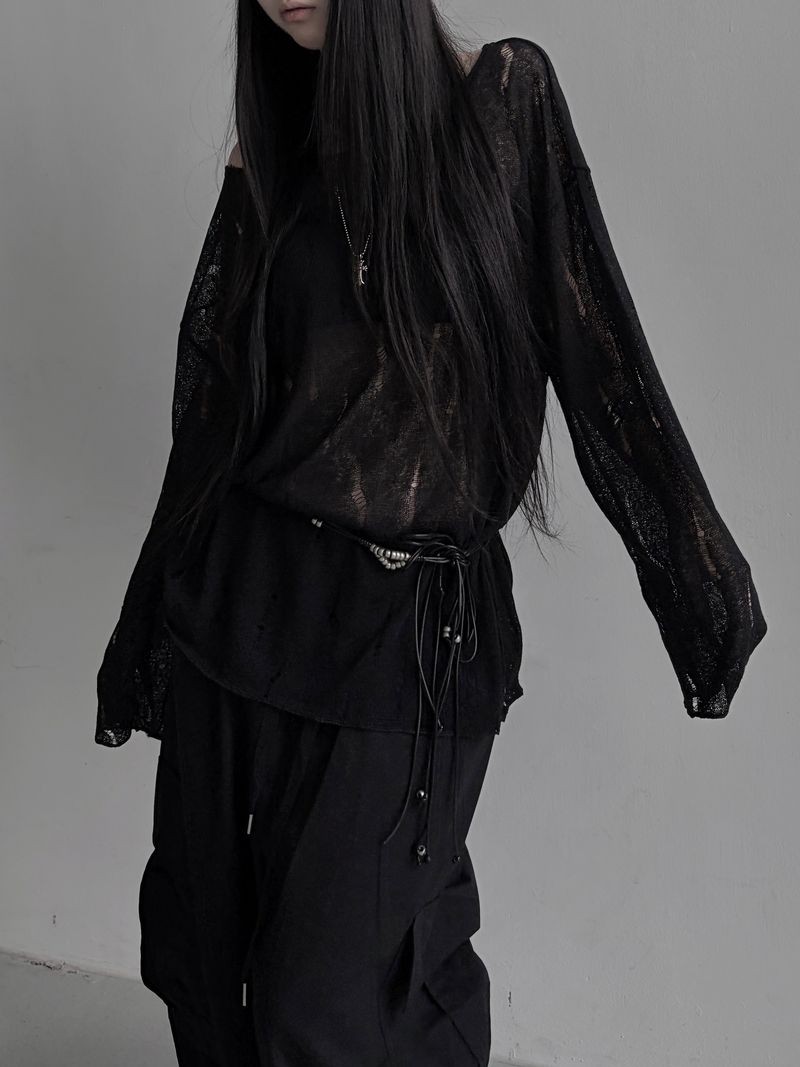 destroyed see-through knit (2color)