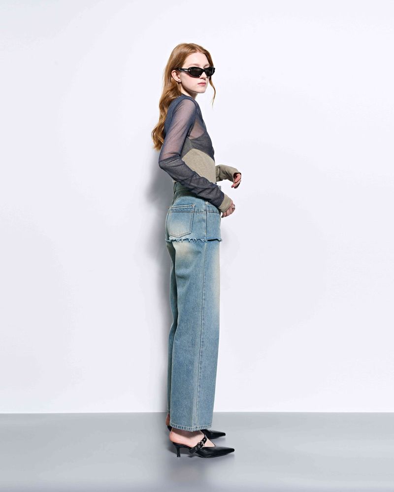 Layered Long Sleeve Top _ Khaki