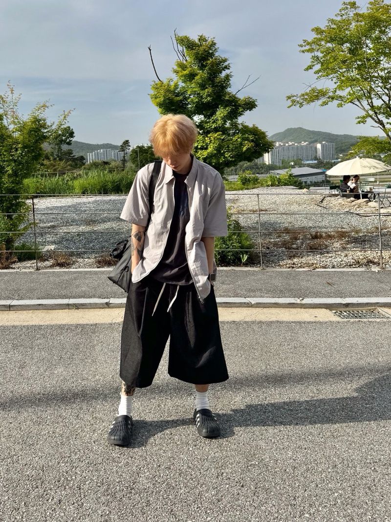 One tuck denim bermuda pants 1C