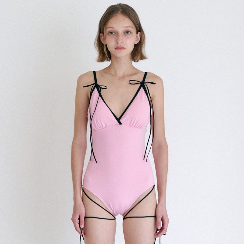 MOIFAIRE（モイフェア）の「 SHIRRING RIBBON SWIMSUIT / PINK（Swimwear）」