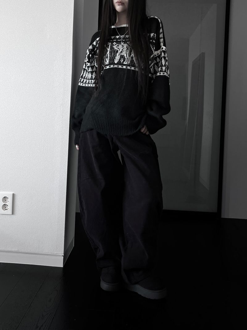 stud edge wide denim (fleece-lined / 2color)