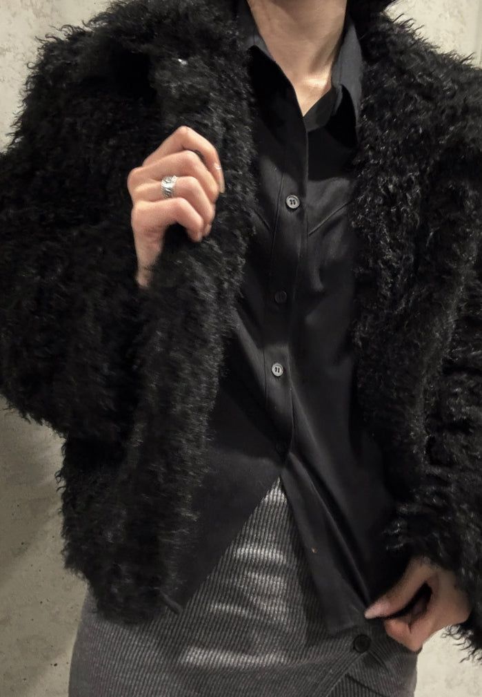Chocolate Hairy Fur Jacket