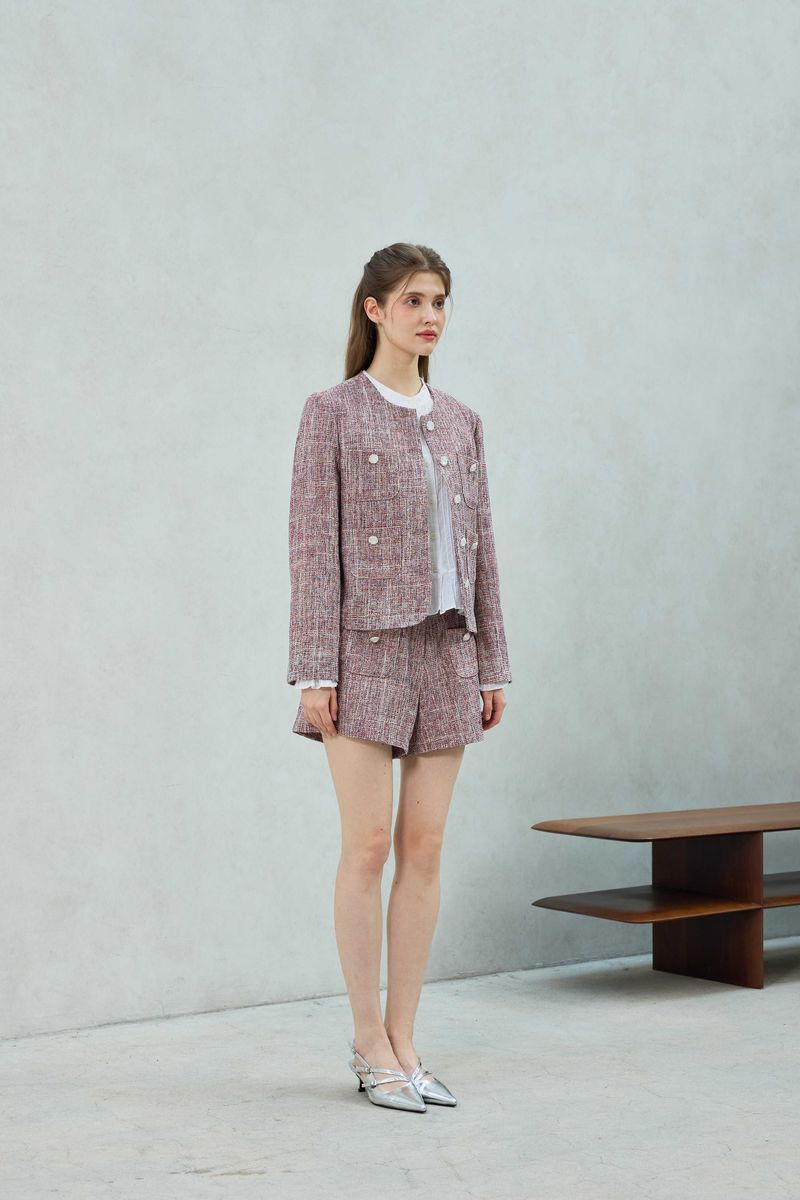 CHERISH TWEED SHORTS PANTS / RED