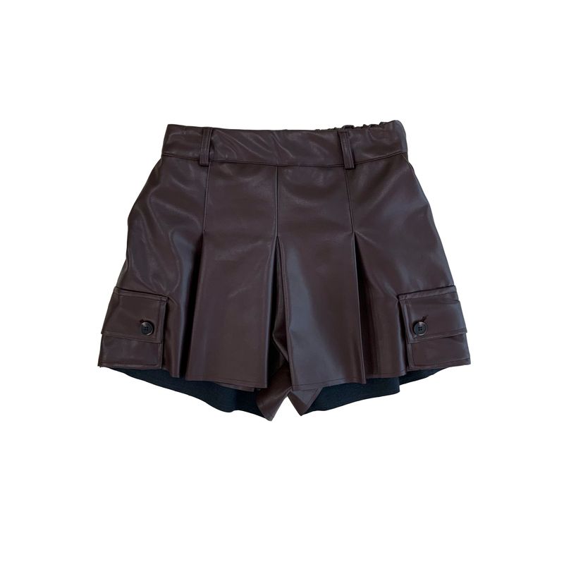 Leather cargo skirt pants