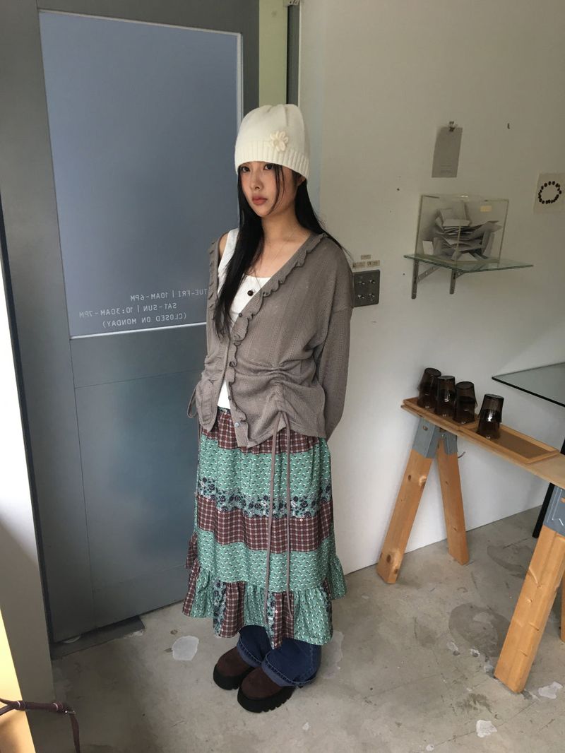 Gentle patchwork skirt (2color)