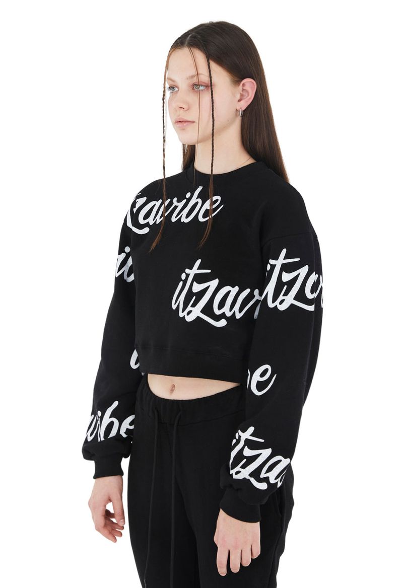 [ISS007-1] SCRIPT PATTERN CROP MTM - BLACK