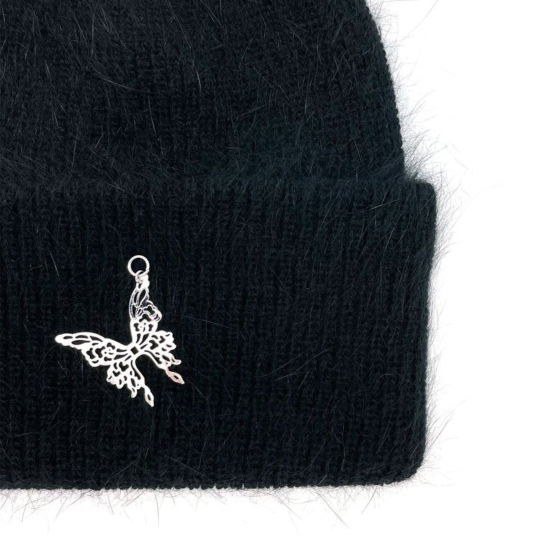 Butterfly Angora Beanie [Black]