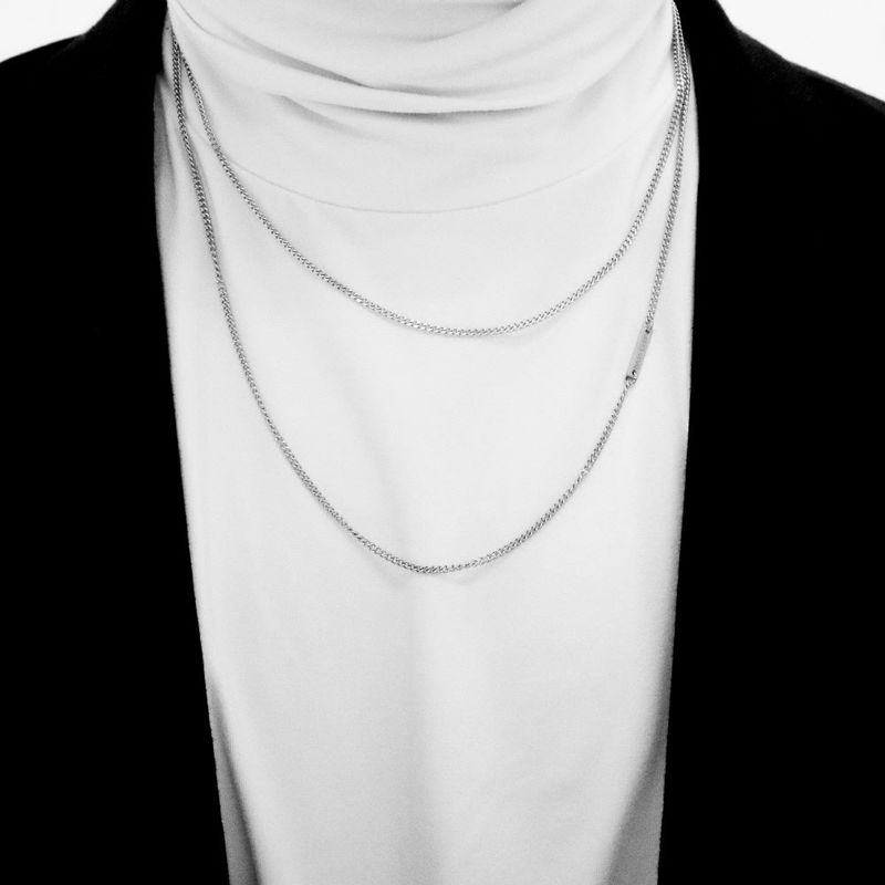 BASSCLEF（ベースクレフ）の「Men's two-line necklace stainless steel simple design_CLEF CLEAN LINE NEC（Accessories）」