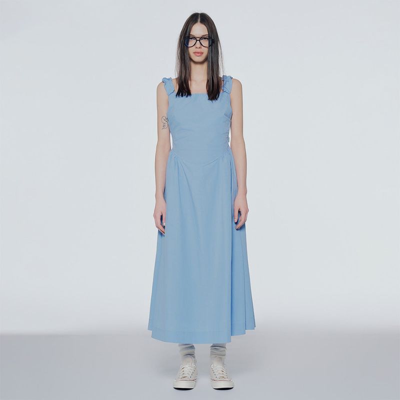 Off-the-shoulder shirred long dress