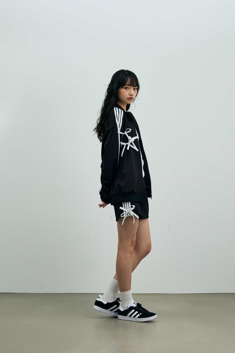 A RIBBON TRACK TOP / BLACK