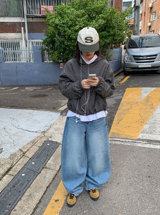 Nihin Washing Denim Wide Pants