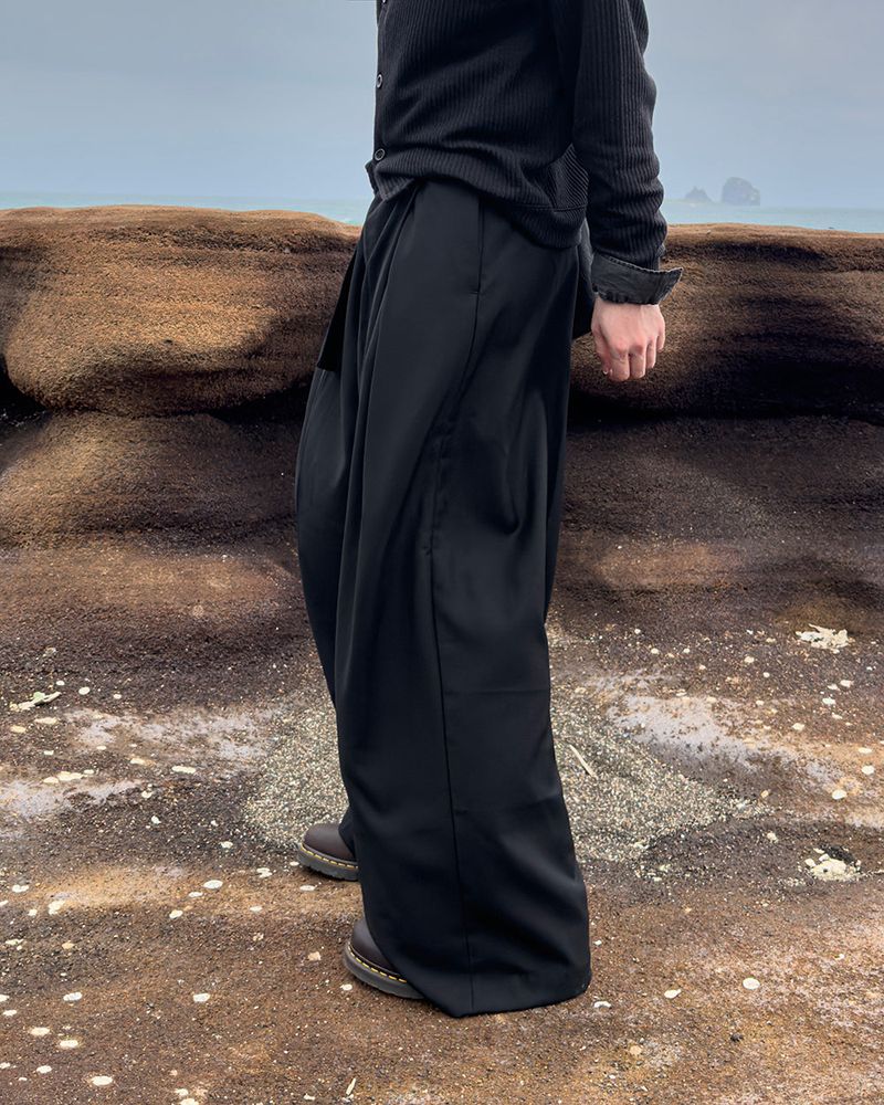 Drape Belted Wide Slacks