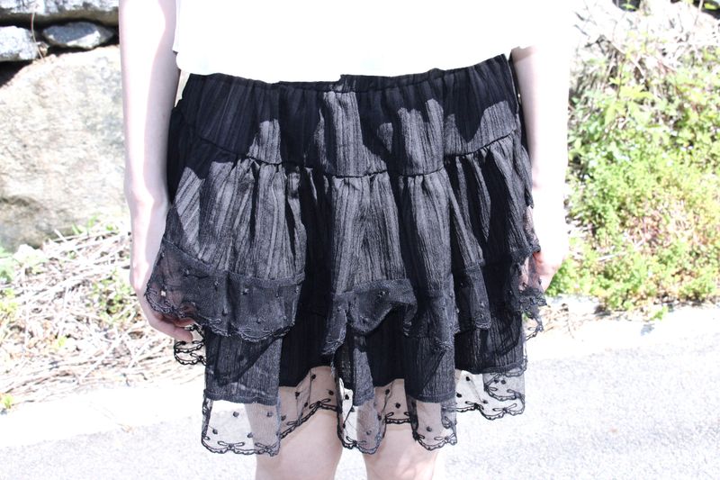 DOT FRILL CANG CANG MINI SKIRT (2COLOR)