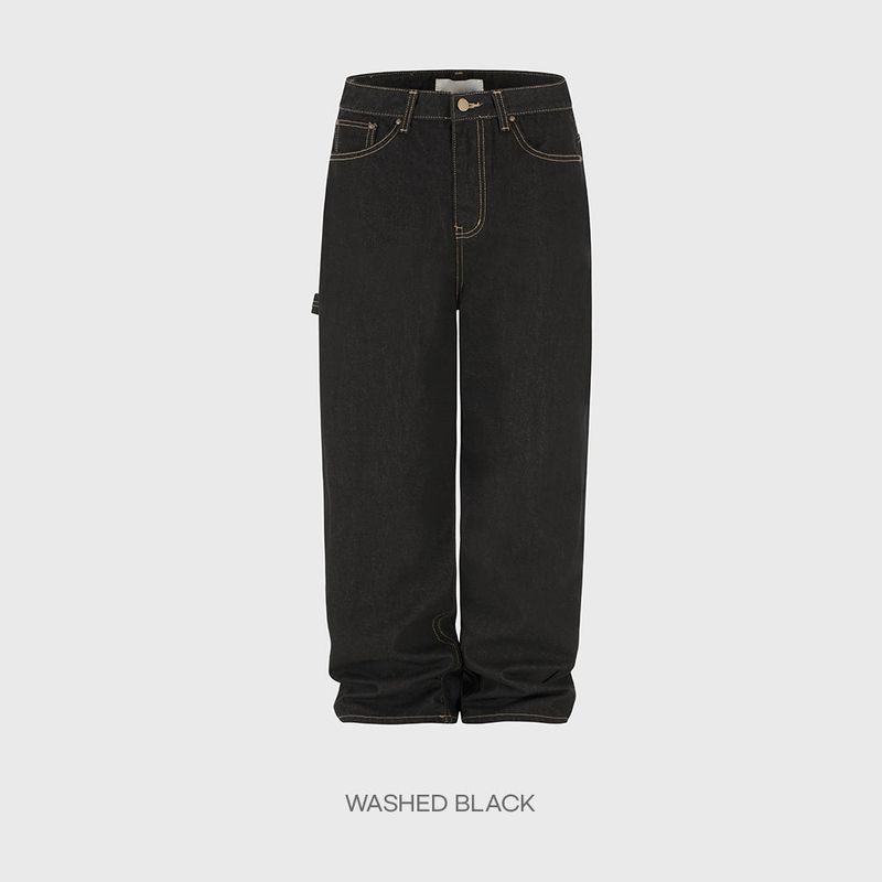 Ducks embroidery carpenter denim pants -1C