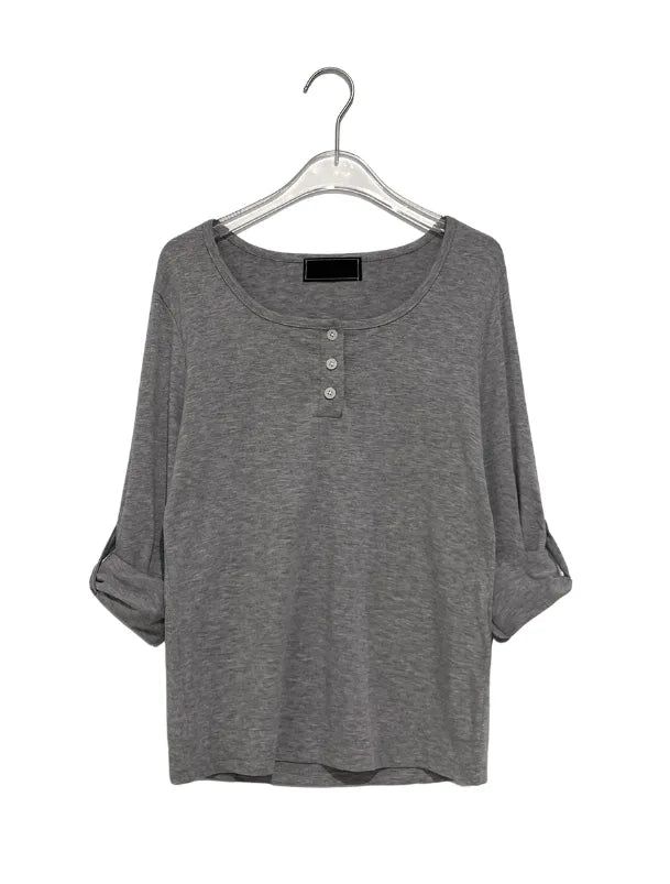 Lei Button Roll-up Long Sleeve Tee