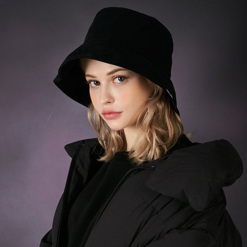 wide brim washing bucket hat black