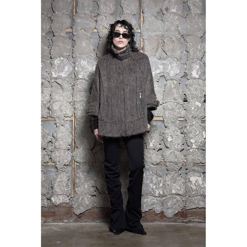HAIRY BELTED CAPE COAT