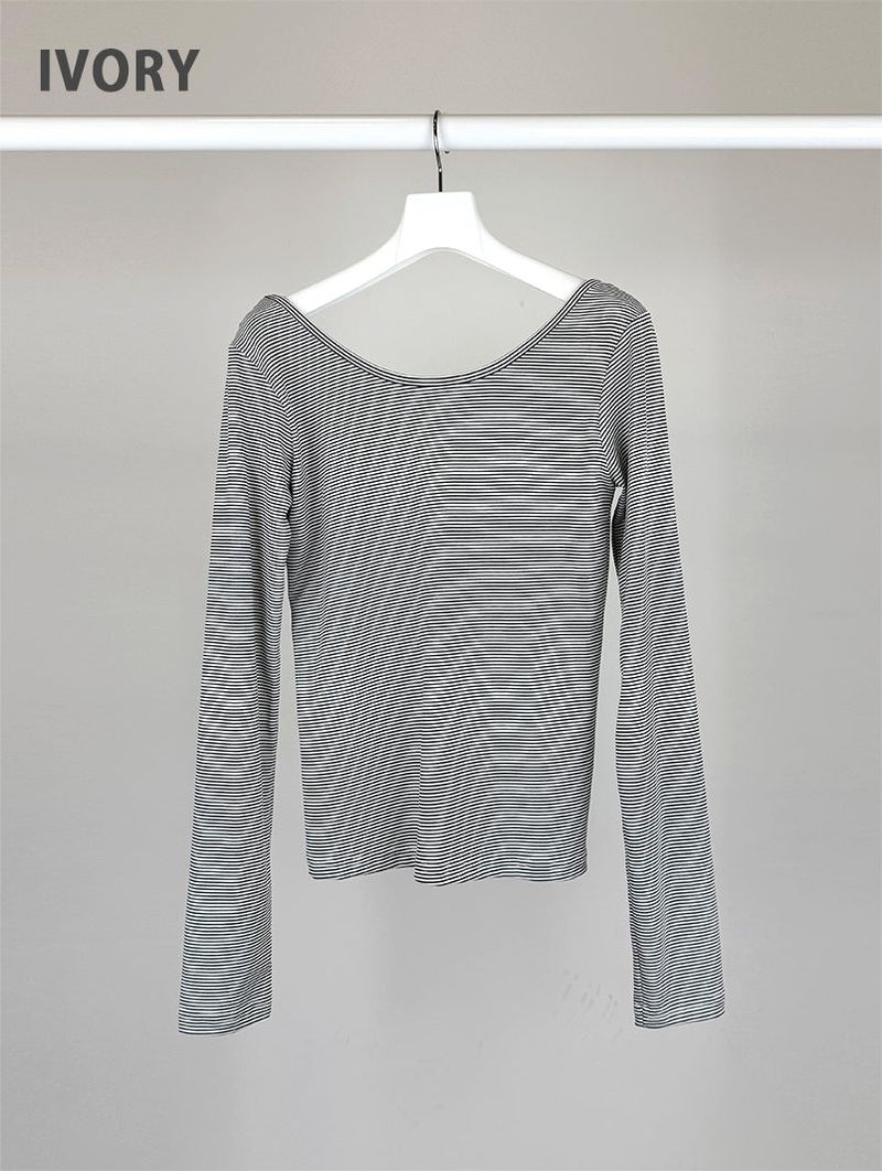 PIN STRIPE WIDE NECK LONG SLEEVE (3C)